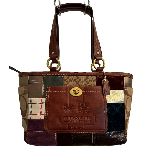 Coach Handbags - COACH 🔥 Limited Edition Vintage Signature Holiday Patchwork Gallery Tote
